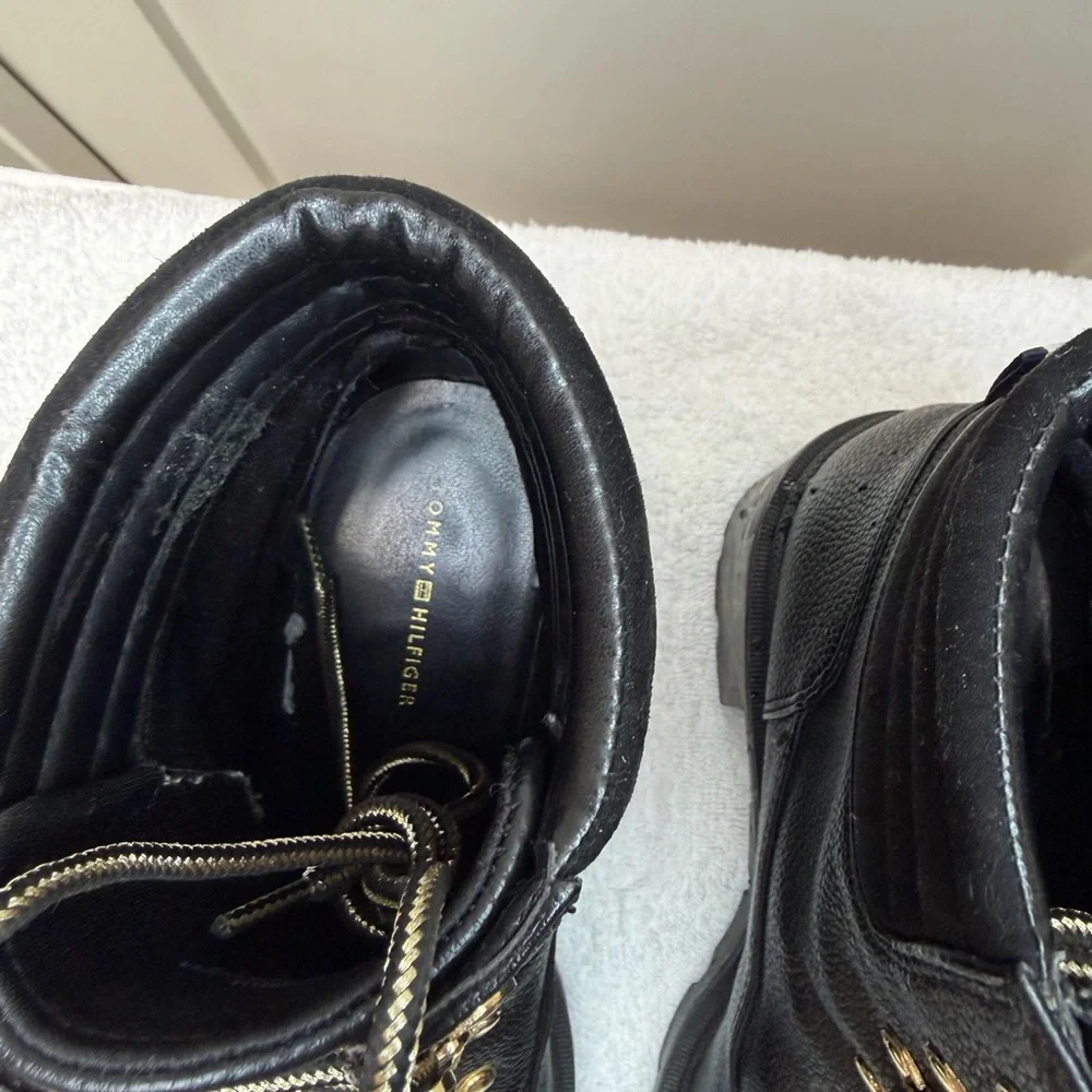Tommy Hilfiger Black Combat Boots with Gold Details - Picture 7 of 16